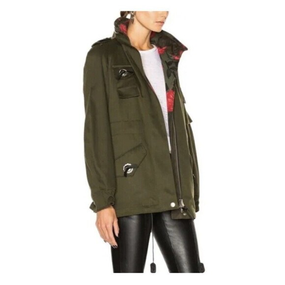Coach Coat Fern Military Parka Size 00 Women's Rose Lining Hood Waist String